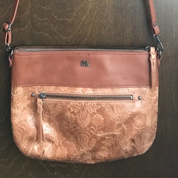 The Sak Handbags - The Sak brown leather/floral-embossed crossbody